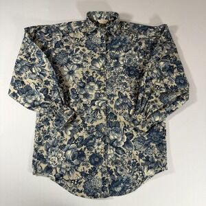 Gotcha Covered Shirt Womens Small Blue Floral Button Up Long Sleeve Blouse